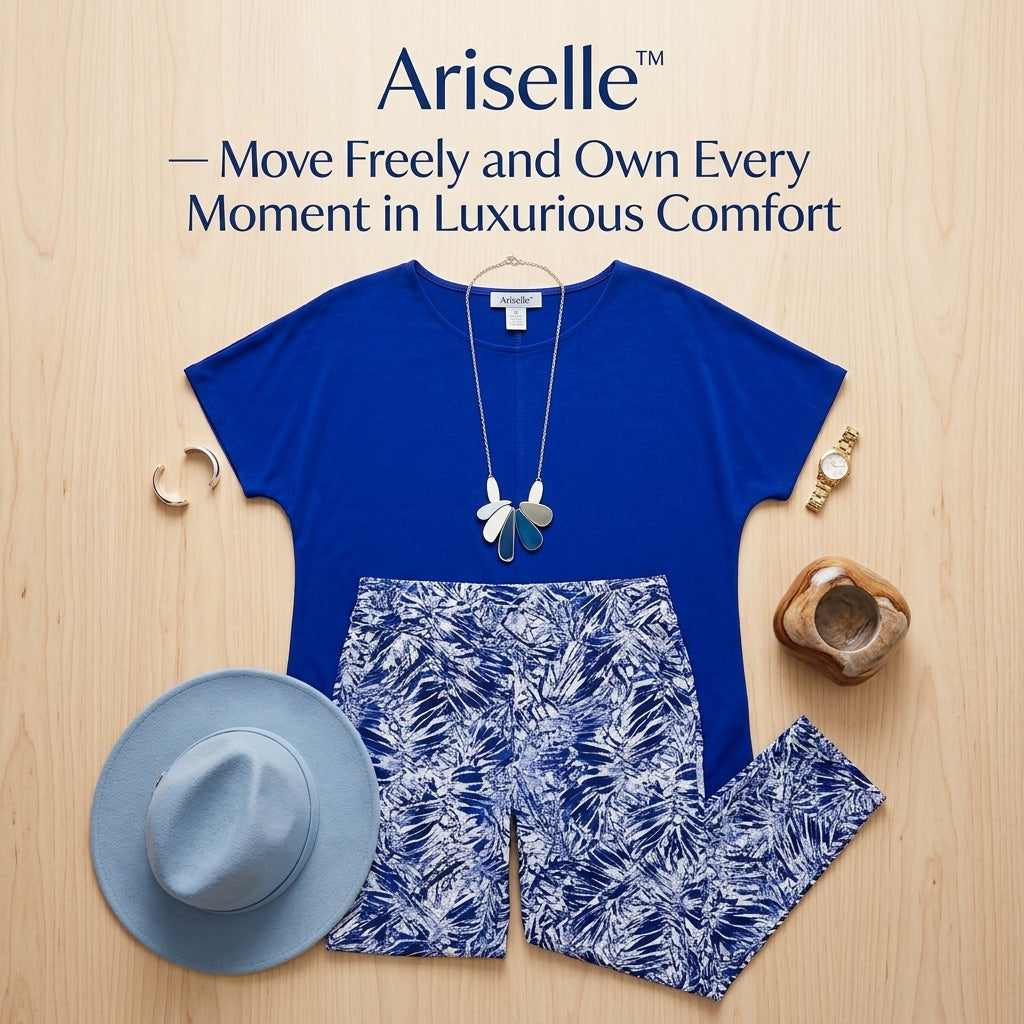 Ariselle™ – Relaxed Two-Piece Set with Soft Top and Printed Pants