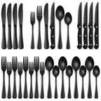 Cutlery Set | 24-Piece Matte Black Design | Includes Steak Knives | CutleryCraft