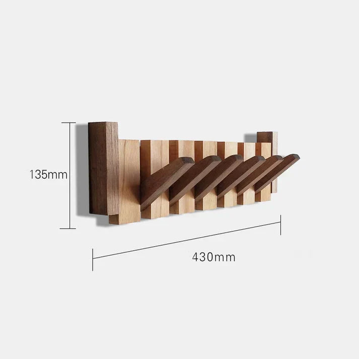 Piano Coat Rack in Wood | Sturdy Walnut & Maple Wood | 8 Hooks Wall-Mounted | Keystrak