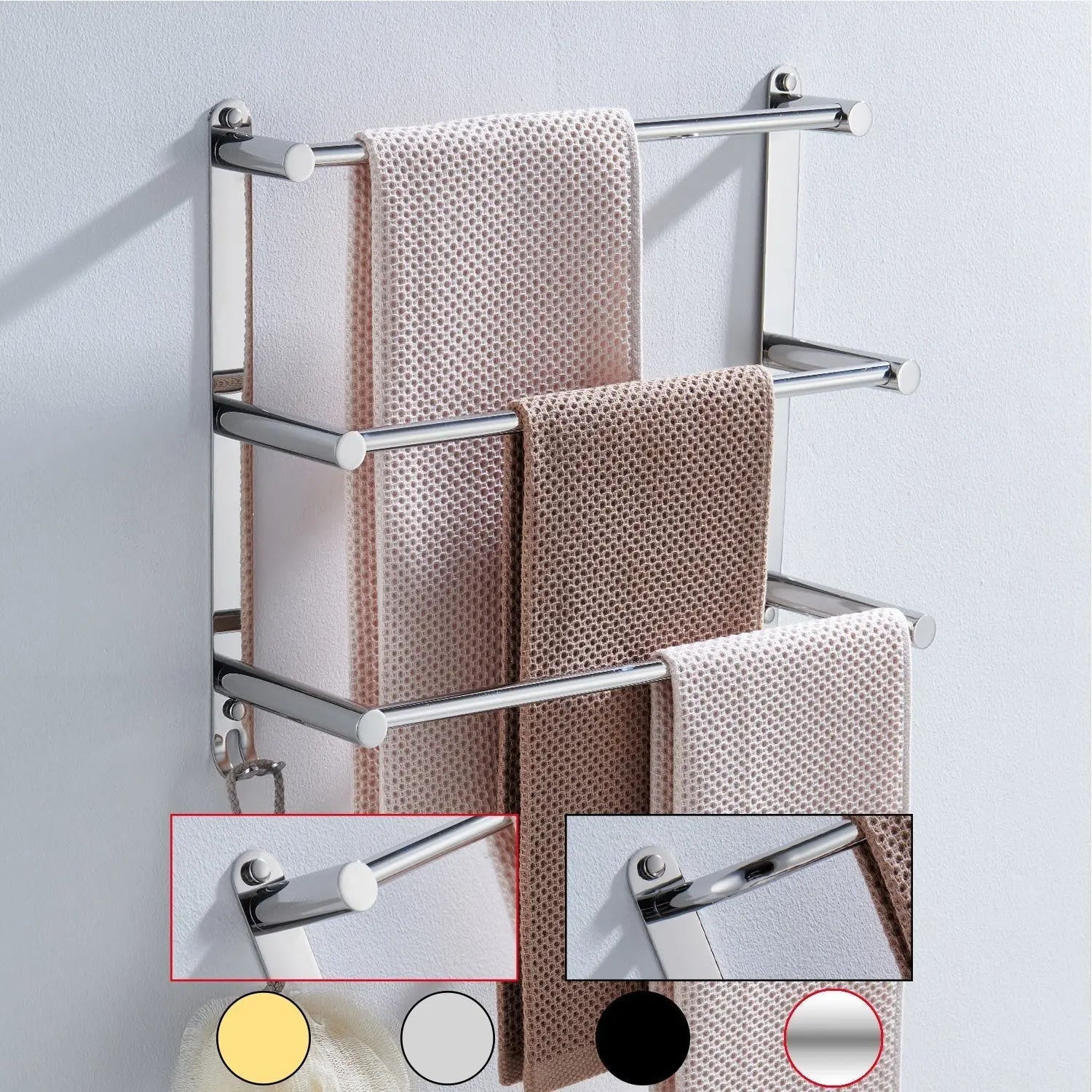 Towel Holder | Stainless Steel, Triple Bars | Wall Mount | TowelGrid