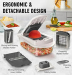 Vegetable Cutter | Dicing, Chopping and Grating | Collection Container & Safety Holder | VegiCut