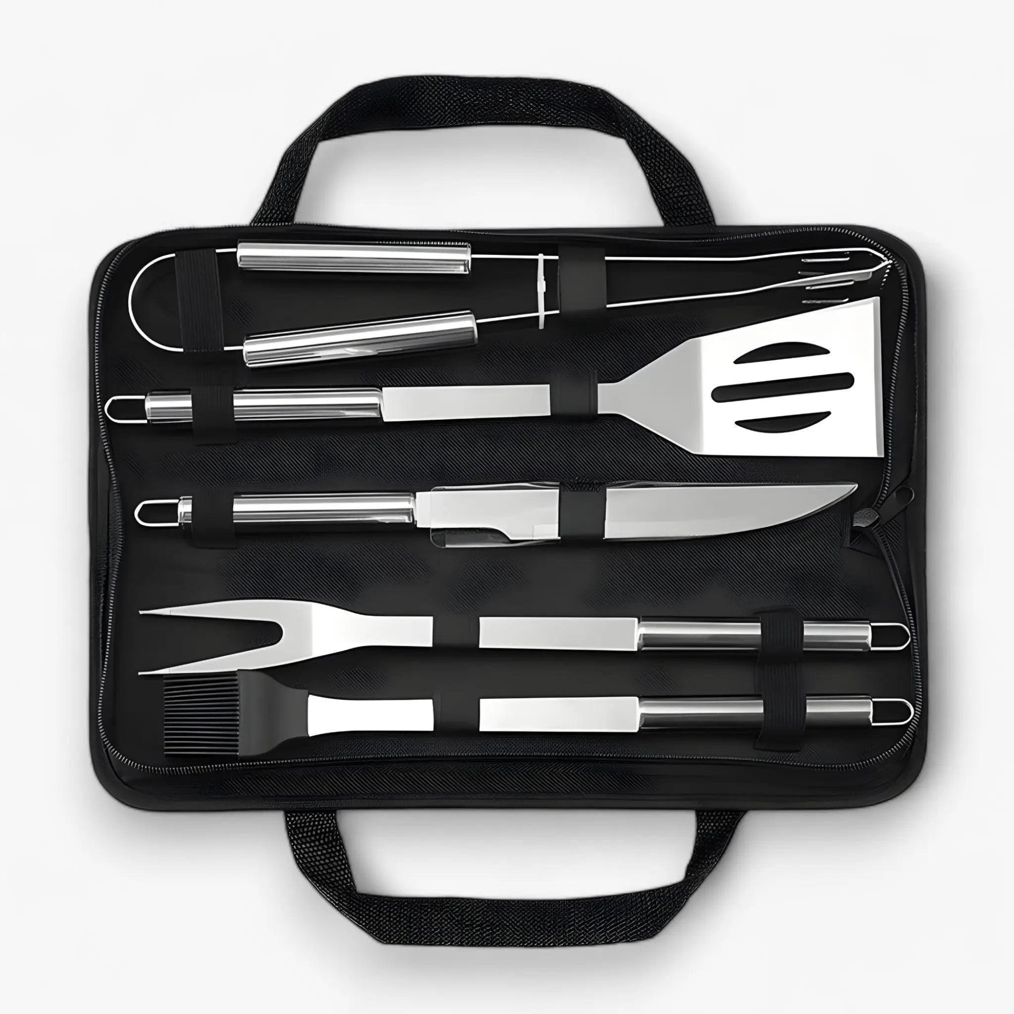 Stainless Steel Grill Tool Set | Includes Carrying Case for Travel | Safe Grip with Heat Shield | RostRanger