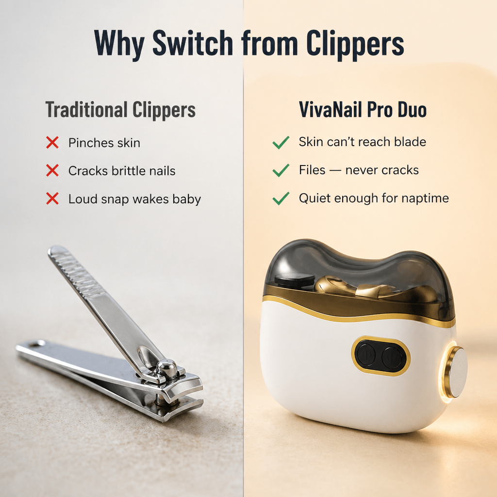 VivaNail™ Pro Duo — Safely Trim Baby & Senior Nails Without the Worry of Clippers