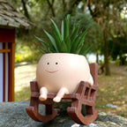 Smily Face Plant Pot | Resin Rocker Chair | Succulent & Cactus Accent | GrinPot
