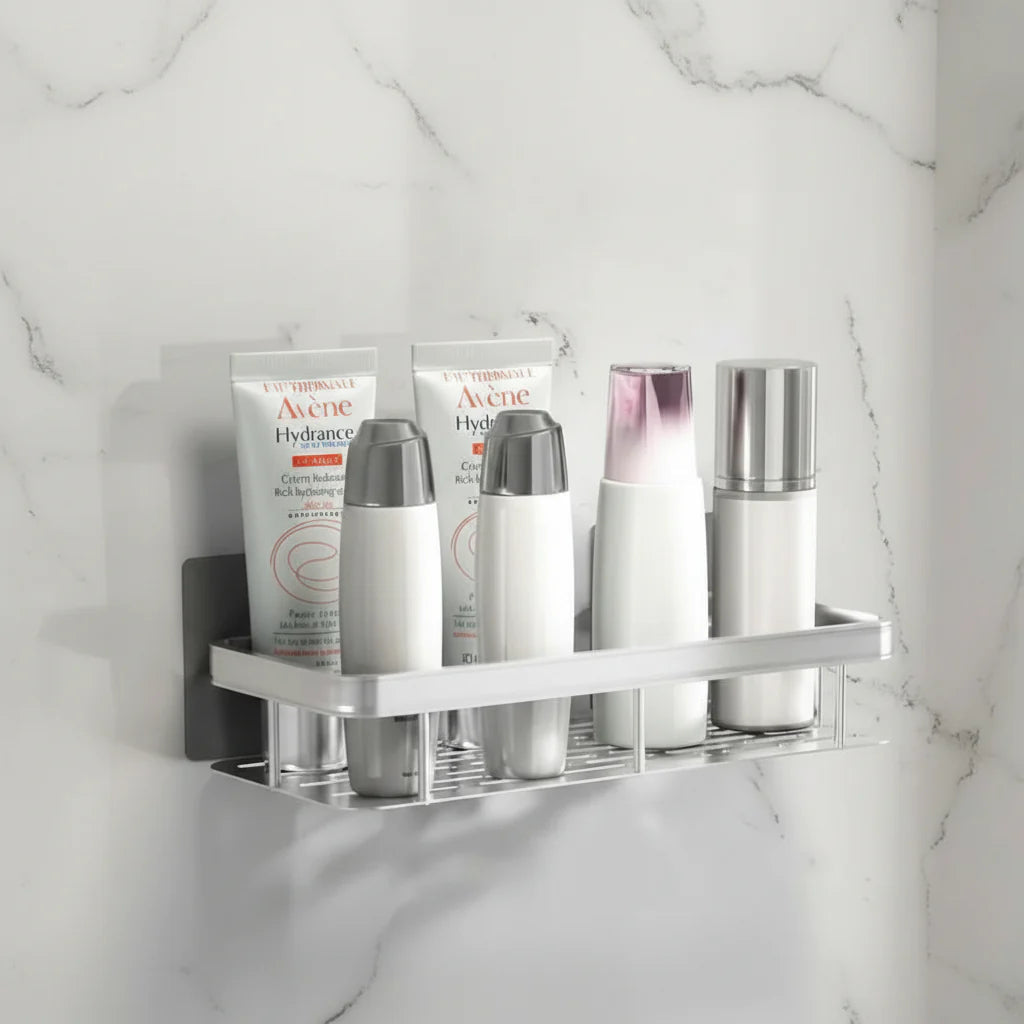 Adhesive Bathroom Shelf | Stainless Steel & Drill-Free | Self-Adhesive | Mountra