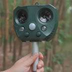Solar-Powered Animal Repeller Ultrasound | PIR Sensor 110°, 9 m | IPX4, USB & Solar | Wildblock