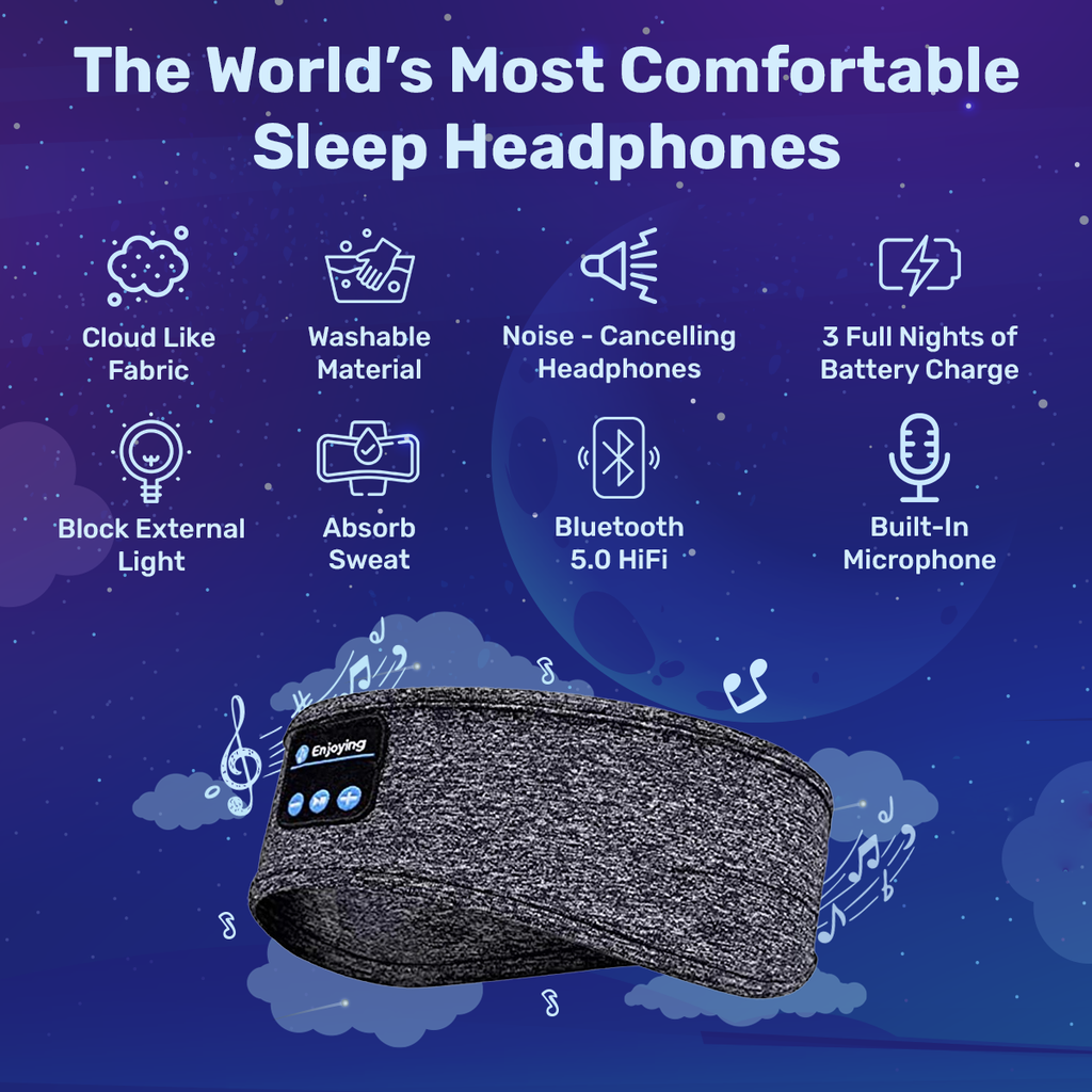 Sleep Headphones Bluetooth Headband | Slim Speakers | Side Sleeper | Dormix