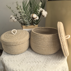 Woven Storage Basket | Round Storage Basket | Boho Handwoven | CasaWeave