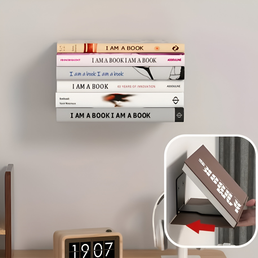 Floating Shelf | Invisible Floating Look for Books | Sturdy Iron Wall Bracket | FloatShelf
