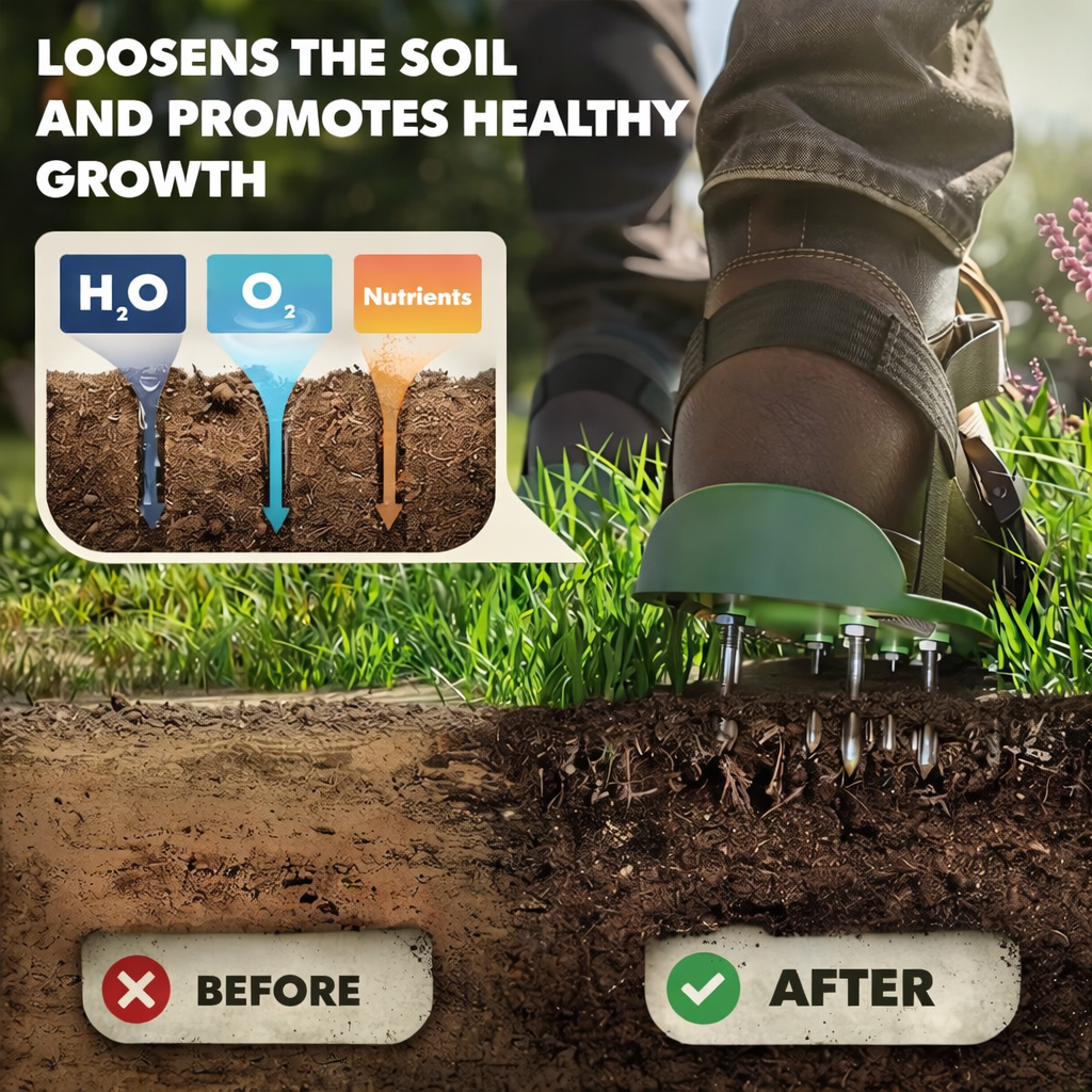Lawn Aerator Shoes | Spike Strap System | Aerate Lawn as You Walk | Green Step