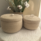 Woven Storage Basket | Round Storage Basket | Boho Handwoven | CasaWeave