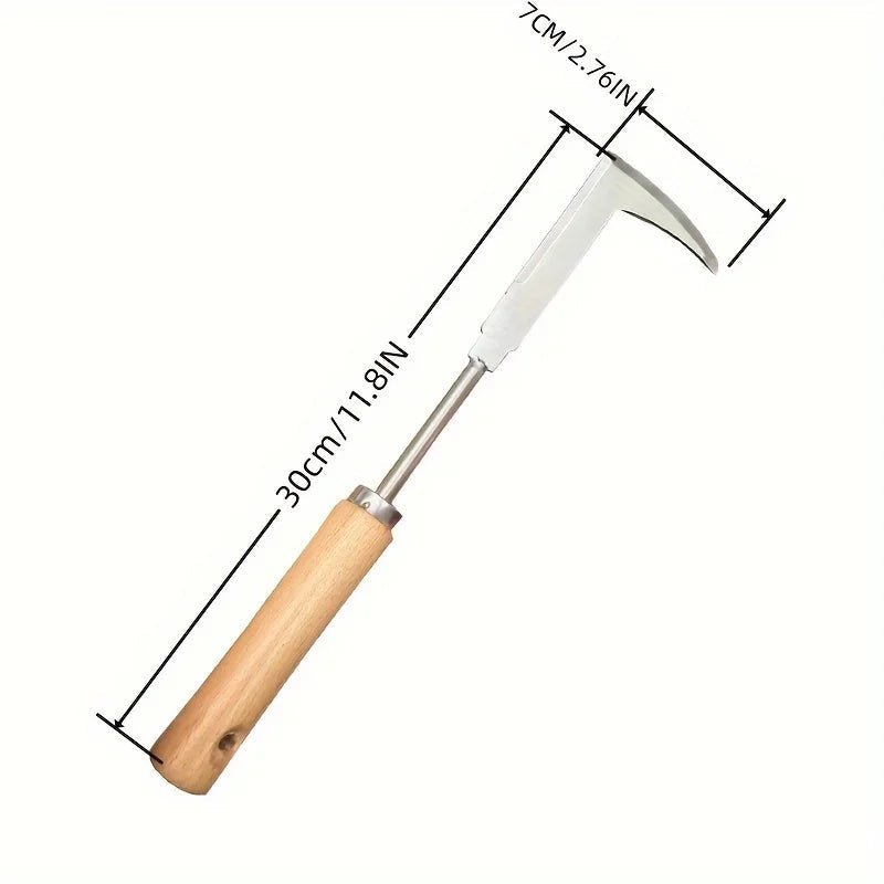 Stainless Steel L-Shape Weeding Hoe | Edge Knife for Pathways & Paving Stones | Wooden Handle | Klingo