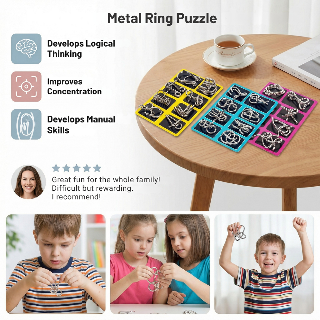 MindPulse™ Metal Ring Puzzle Set — Unlock Lightning-Fast Focus and Stress-Free Mental Power