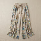 VeloraEase™ – Breezy Printed Wide-Leg Pants with Petal-Wrap Hem