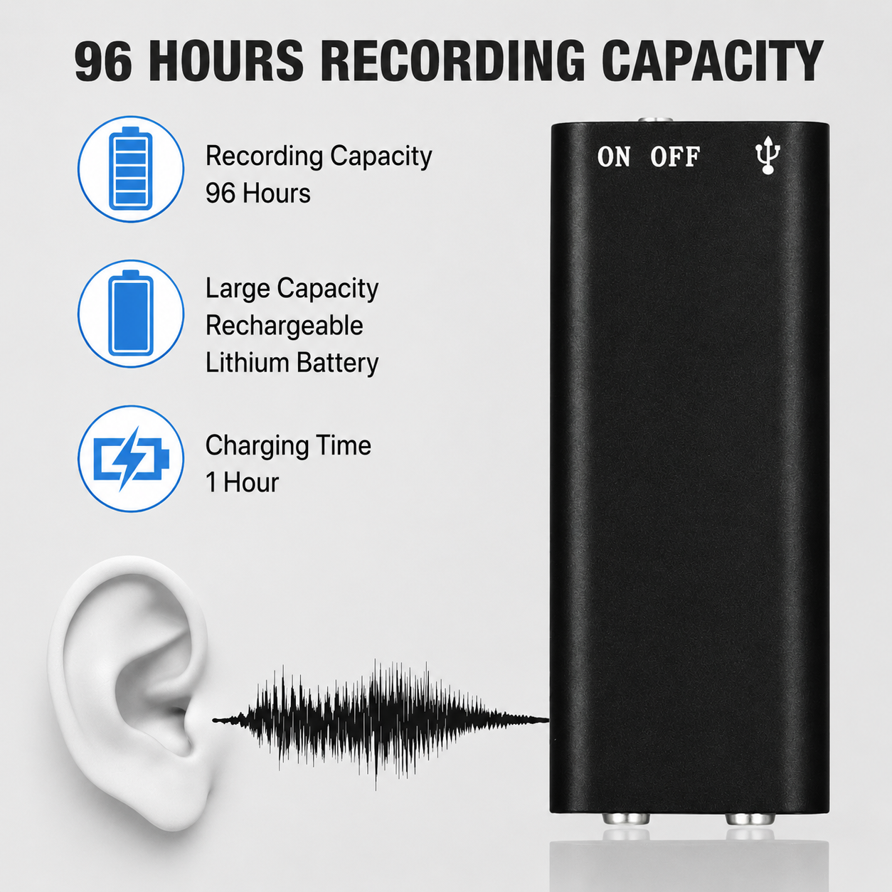 Dictation Device | Compact Audio Recorder | Single Press Recording | MicroSpy