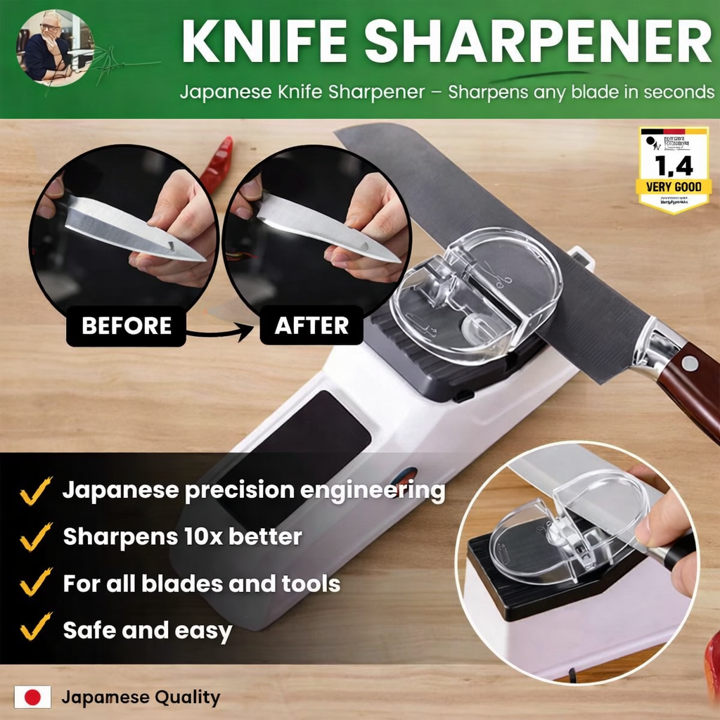 Knife Sharpener | Dual-Stage Honing | Secure Guide Slots | Cutting Performance