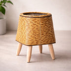 Flowerpot with Wooden Feet | Woven Basket Pattern | For Indoor & Outdoor Use | Plantara