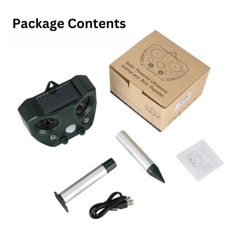 Solar-Powered Animal Repeller Ultrasound | PIR Sensor 110°, 9 m | IPX4, USB & Solar | Wildblock