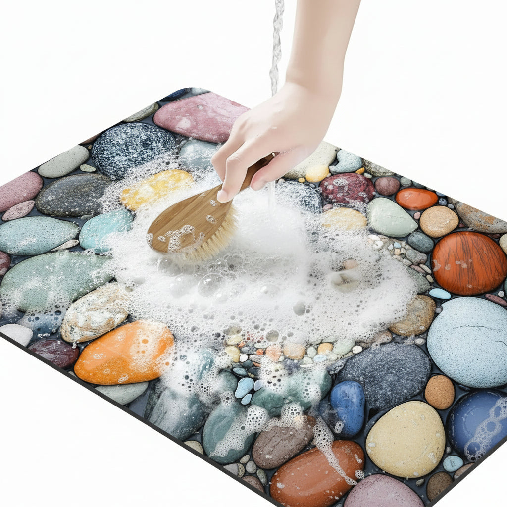 Bath Mat Diatomaceous Earth | Fast-Drying & Slip-Resistant | Natural Rubber Stone Finish | Aquapave