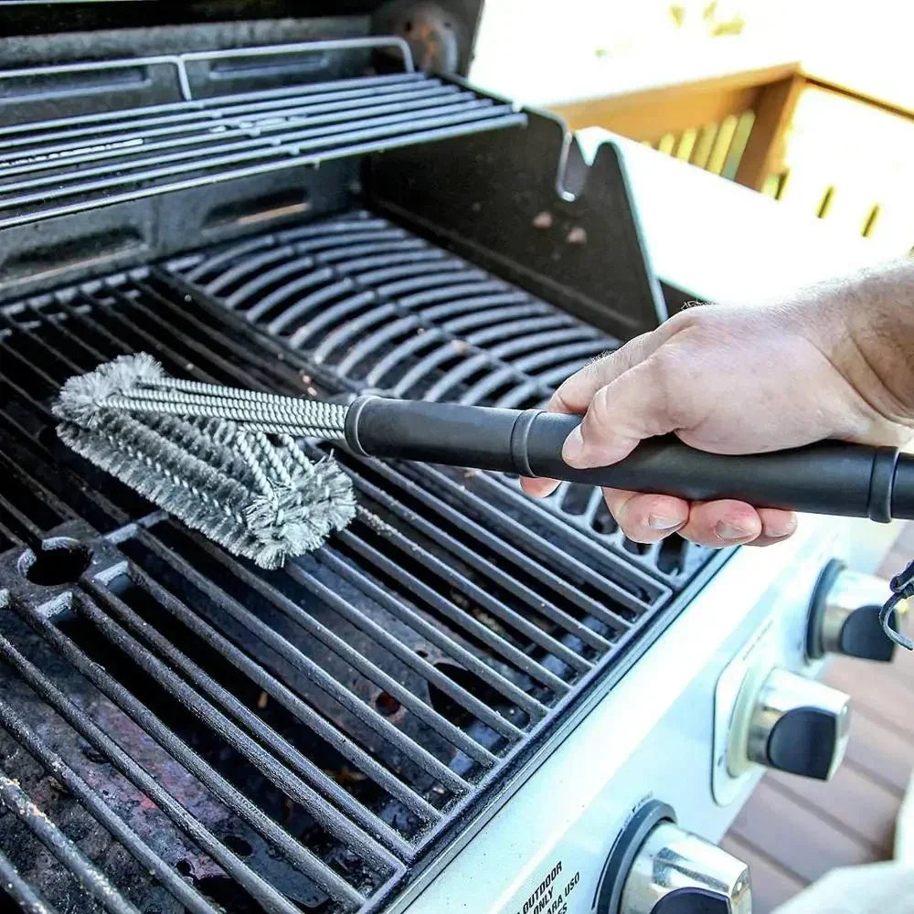 Stainless Steel Grill Grate Scrubbing Brush | Eliminates Burnt Residue | Slip-Resistant Handle | FireScrub