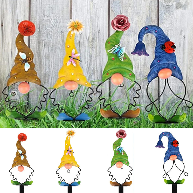 Garden Decoration Metal Garden Gnome | Stake Statues | Weather-Resistant | GnomePeak