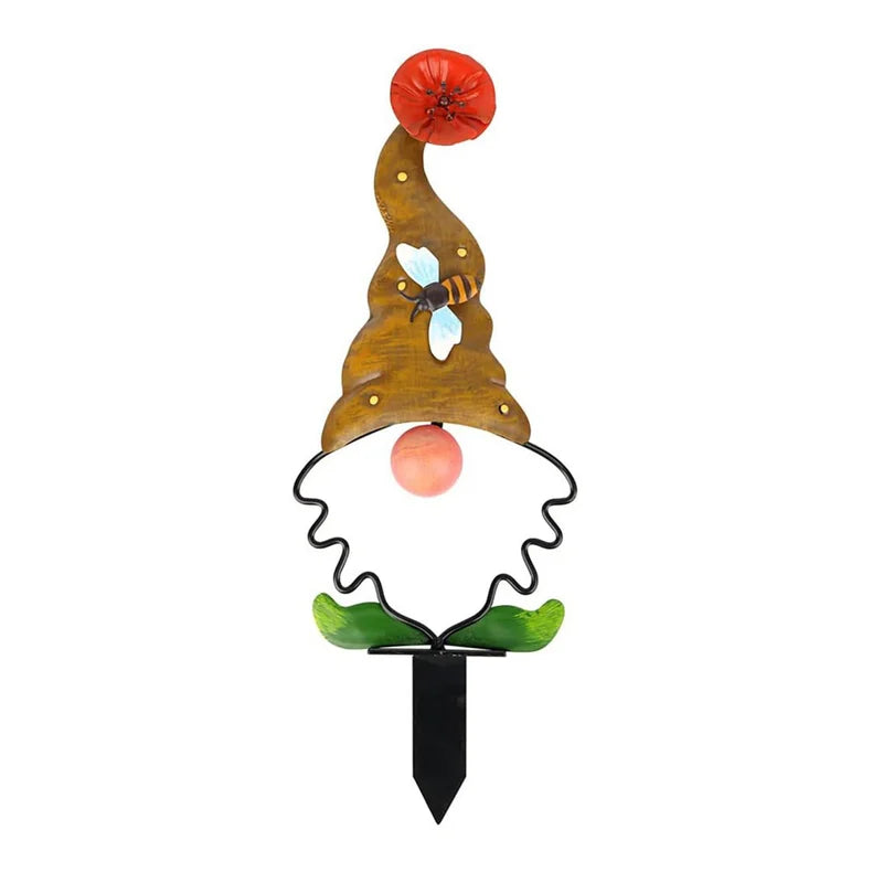 Garden Decoration Metal Garden Gnome | Stake Statues | Weather-Resistant | GnomePeak