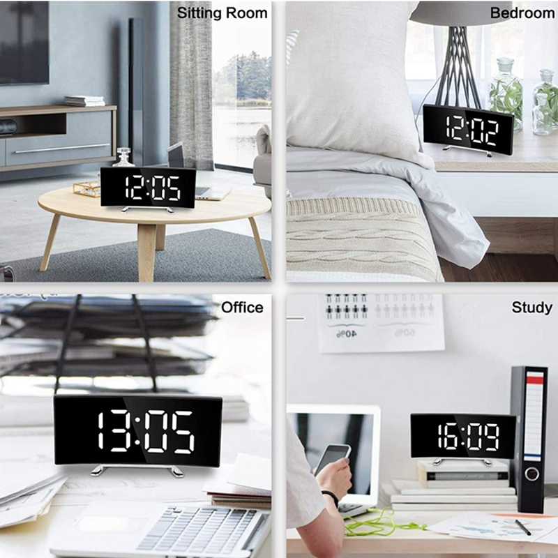 Curved LED Digital Alarm Clock | Auto Brightness | Temperature Readout | Lumiclock