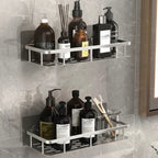 Adhesive Bathroom Shelf | Stainless Steel & Drill-Free | Self-Adhesive | Mountra