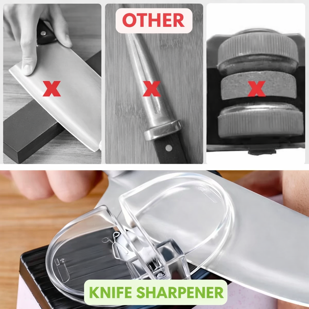 Knife Sharpener | Dual-Stage Honing | Secure Guide Slots | Cutting Performance