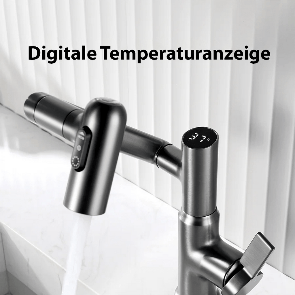 Kitchen Faucet 360° Rotation | Temperature Indicator | Adjustable Height | Aquova