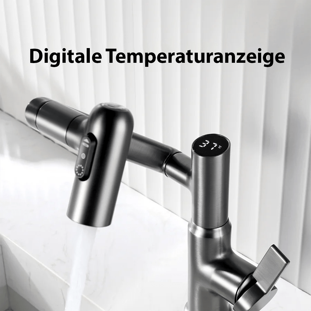 Kitchen Faucet 360° Rotation | Temperature Indicator | Adjustable Height | Aquova