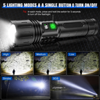 Flashlight LED Aluminum | USB-C Rechargeable | Battery Pack Feature | LuxCore