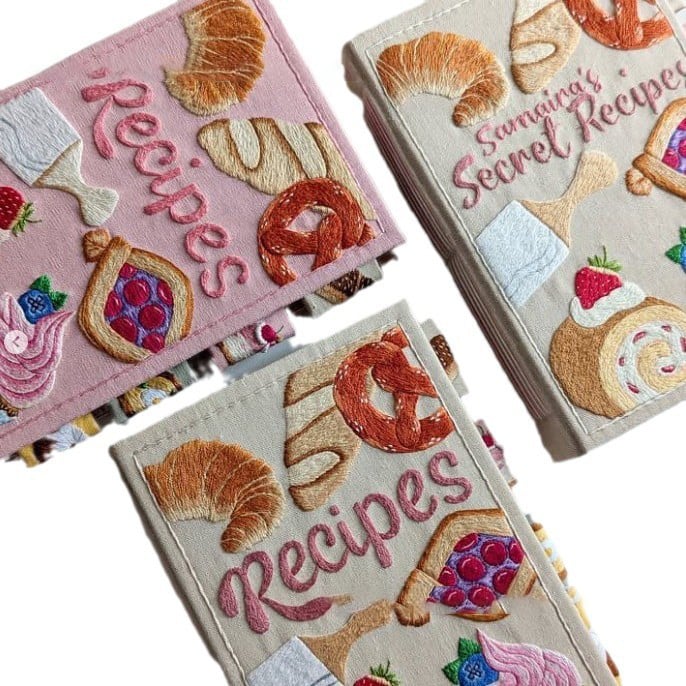 Notebook | Handmade Recipe Journal | Embroidered Cloth Cover | RecipeHeart