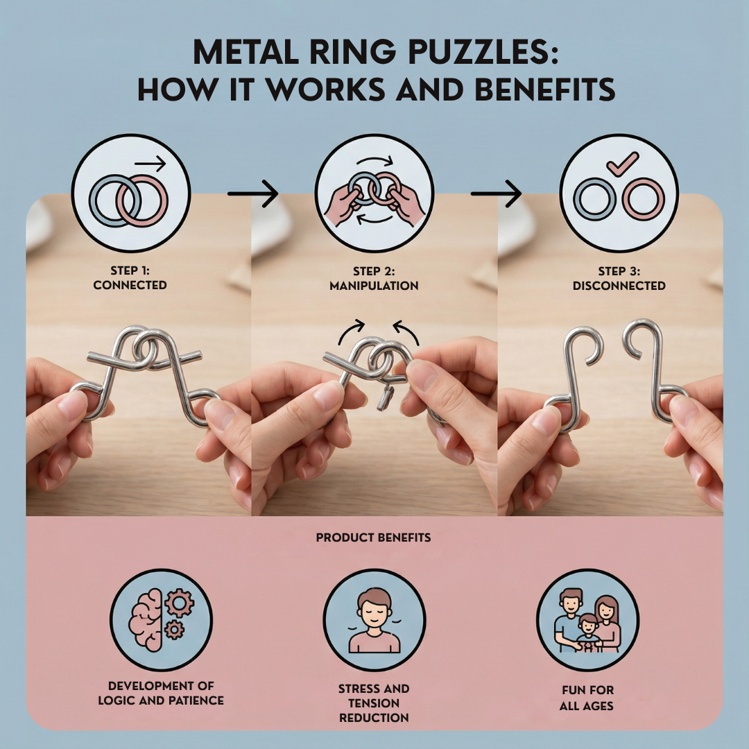 MindPulse™ Metal Ring Puzzle Set — Unlock Lightning-Fast Focus and Stress-Free Mental Power
