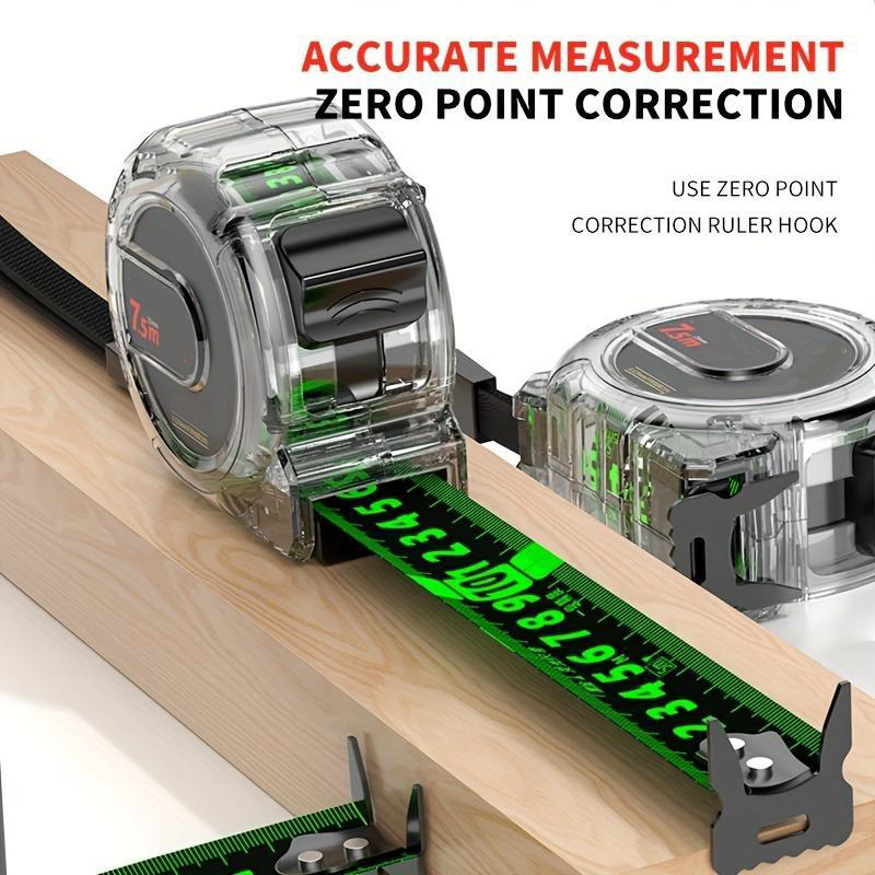 Measuring Tape with Glow Band | Laser Engraved Both Sides | Self-Adjusting Hook | TrueLine