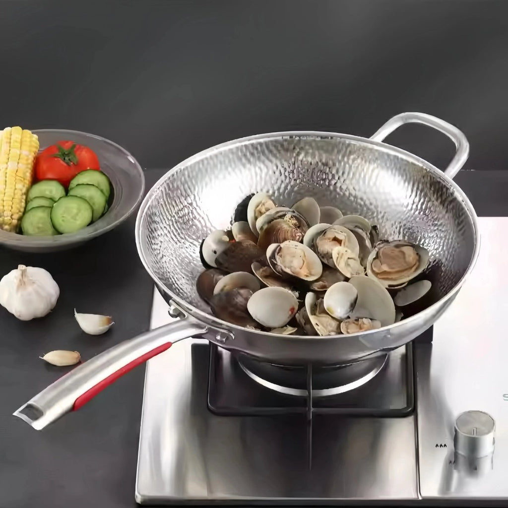 Titanium Wok 30 cm Round Base | Induction | Uncoated & Non-Stick | Forgea