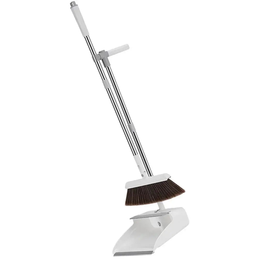Broom and Dustpan Set | Sweep Upright, No Bending Needed | Comb Edge | CleanStand