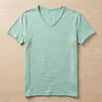 AeroLuxe™ – Lightweight Slub Cotton V-Neck Tee with Raw-Edge Trim