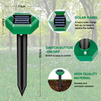 Mole Repellent 4-Pack | Weatherproof and Solar Powered | Simple Installation | MoleSilent