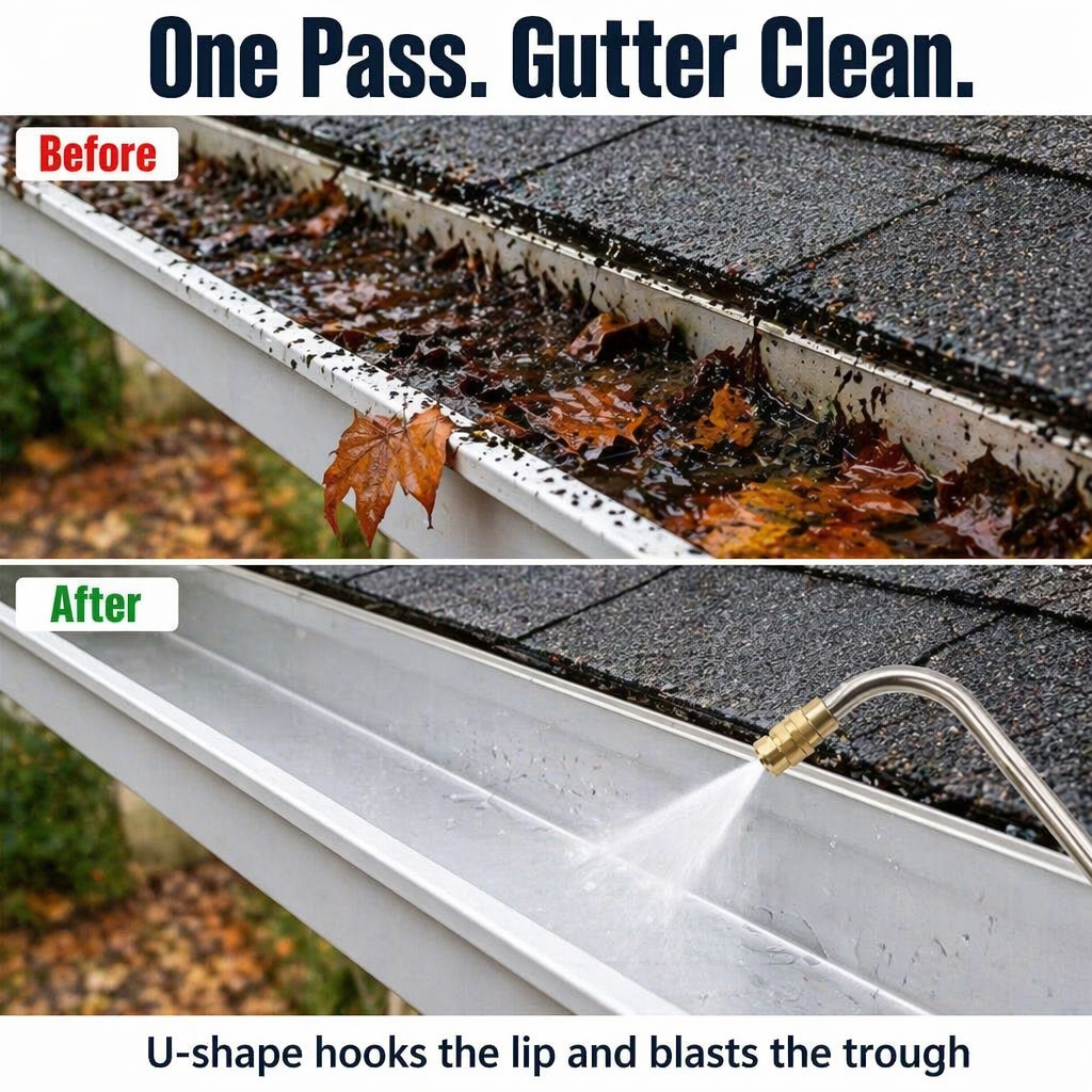 SkySweep™ — Power Through Gutters, Siding & Upper-Level Dirt Without Ladder Climbing