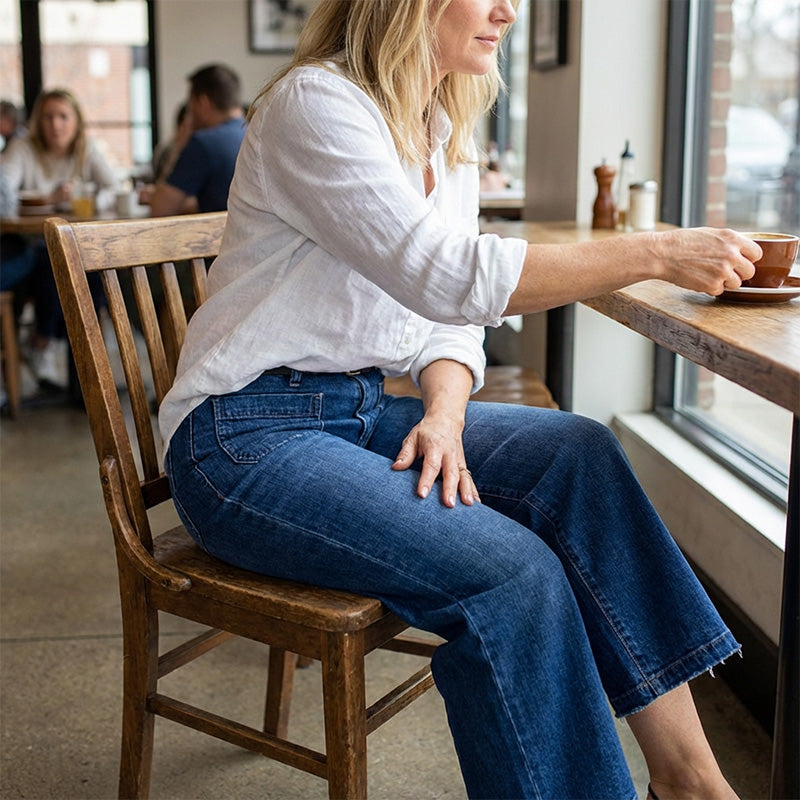 HaloStride™ — Embrace Confidence with Jeans that Honor Your Curves and Freedom