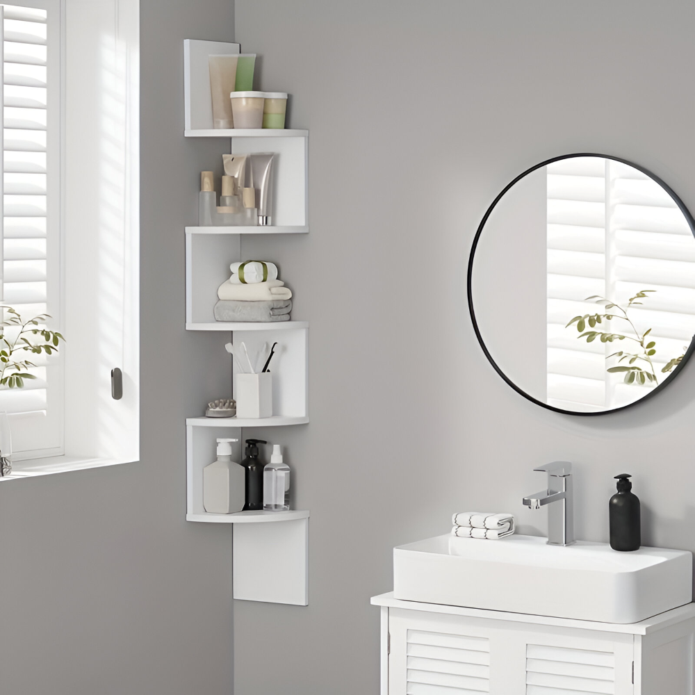 Corner Shelf 5 Levels | Zigzag Shape with Layers | Space-Efficient Corner Fit | CornerZig