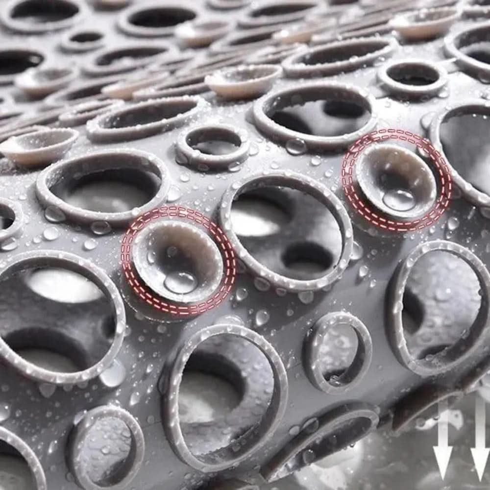 Non-slip Shower Mat PVC with TPE | Suction Cups | Drainage Holes for Water | Gripflow