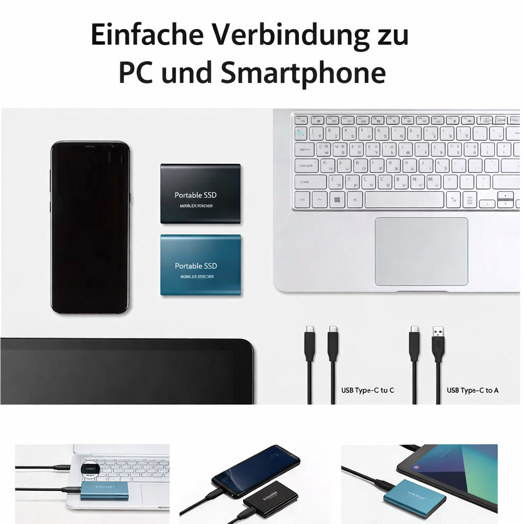 External Storage | 128GB External SSD | USB-C & USB 3.1 | Ultra-compact | Shock-resistant Design | DataVault