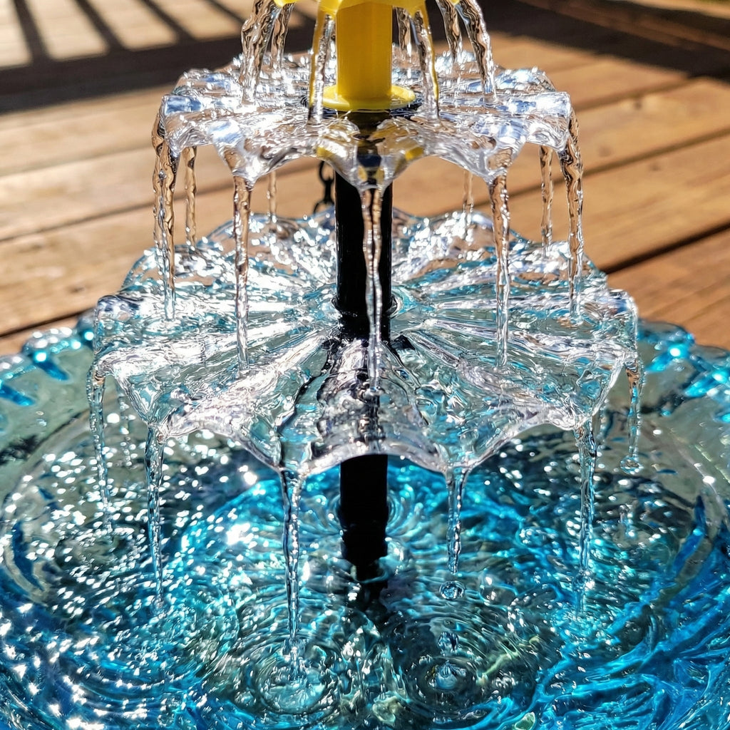 Solar-Powered Hanging Bird Bath with Fountain | Glass Bowl | Two-Tier | Aquavio