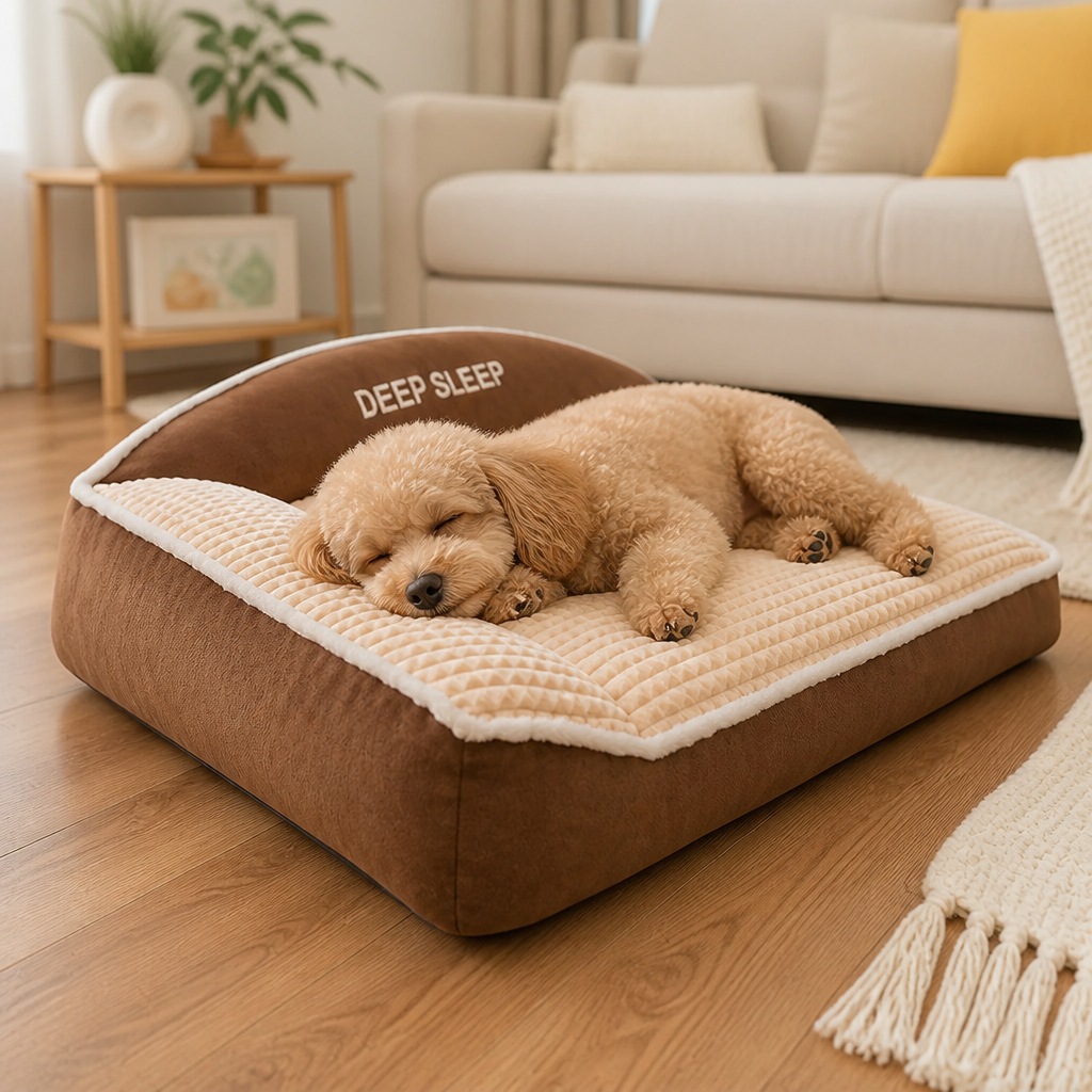 Pet Sofa Bed | Luxury Winter Plush Bolster | Removable Cover & Non-Slip Bottom