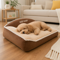 Pet Sofa Bed | Luxury Winter Plush Bolster | Removable Cover & Non-Slip Bottom