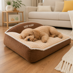 Pet Sofa Bed | Luxury Winter Plush Bolster | Removable Cover & Non-Slip Bottom