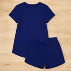 SolaraEase™ – Relaxed Tulip-Hem Top & Shorts Summer Set