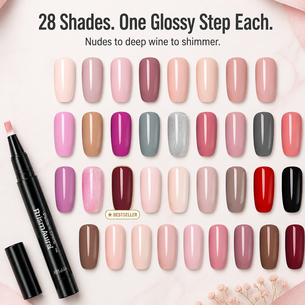 PrismAura™ Gel Pen — Twist, Paint & Air-Dry Glossy Nails Without a Lamp | 28-Shade Set